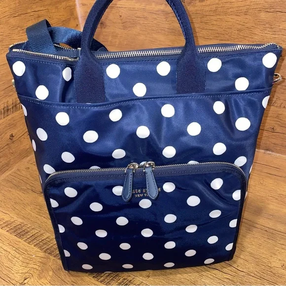 NWT sam the little better sunshine dot backpack rich navy blue white polka dot kate spade | Bags | Nwt Sam The Little Better Sunshine Dot  main image 2